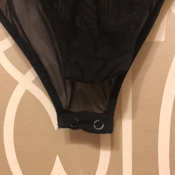 Black mesh/faux leather bodysuit - Picture 2 of 3